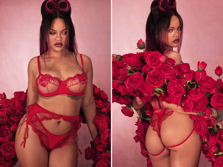 Rihanna Wearing Red Lingerie