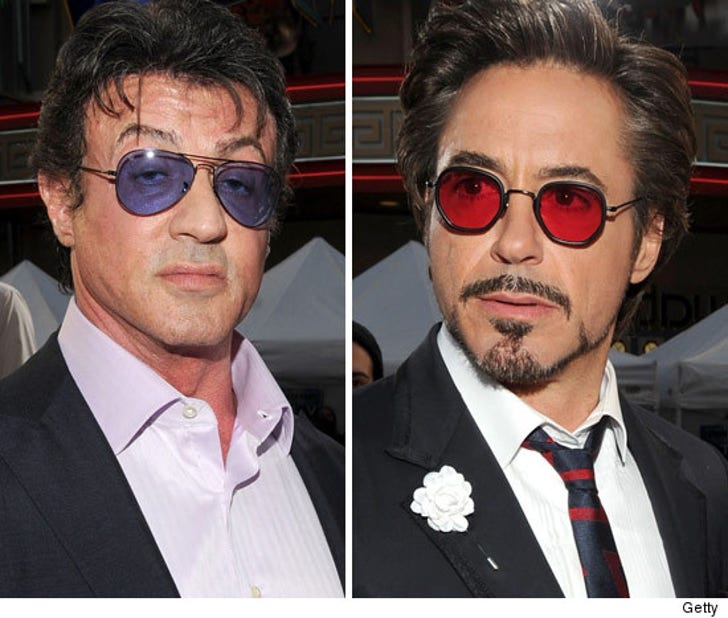 Rambo vs Iron Man Who'd You Rather :: 0428-stallone-downey-98692195-b-credit