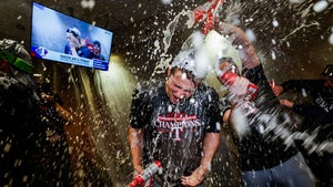 Texas Rangers Partying With Champagne In The Locker Room