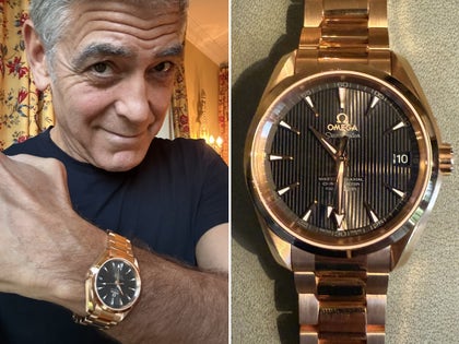 George Clooney With A Gold Watch