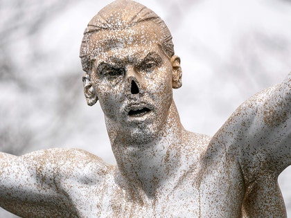 1223 Zlatan Ibrahimovic statue has nose cut off by vandals getty