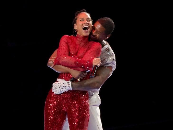 Usher And Alicia Keys Get Close During Super Bowl LVIII Halftime Show