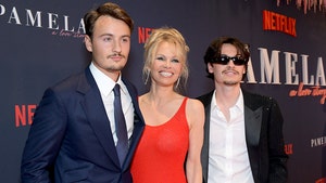 Pamela Anderson with Brandon and Dylan Lee