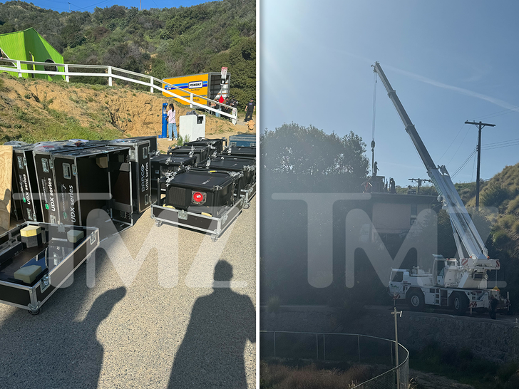 Crew setting up for Taylor swift drone show