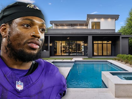 Derrick Henry With An Exterior Photo Of His House With A Pool