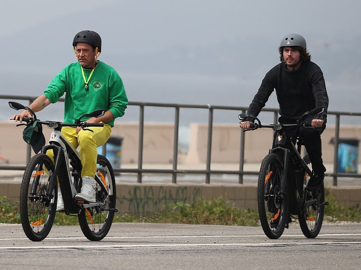 Robert Downey Bikes With Son 1