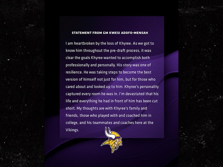 Minnesota Viking Statement Khyree Jacskon