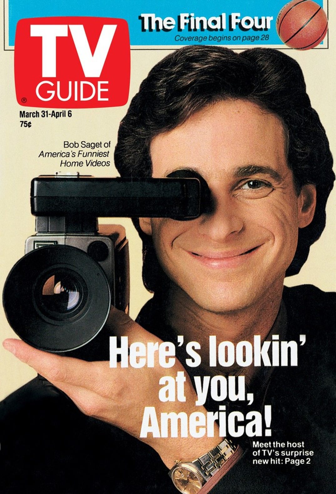 1989: Bob Saget hosts the hilarious home video show 'America's Funniest Home Videos.'