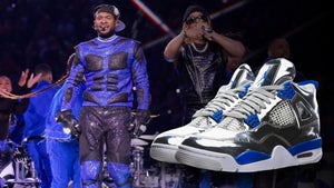 Usher On Stage For The Super Halftime Performance Wearing Jordan Sneakers