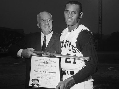 roberto clemente holding his silver bat getty 1