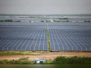 A general view of solar panels at Gujarat Solar Park also called Charanka Solar Park, at Patan district in Gujarat