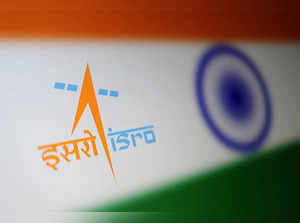 Illustration shows Indian Space Research Organization (ISRO) logo and Indian flag