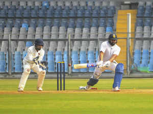 Mumbai: Indian cricketer Rohit Sharma bats during a practice session of Mumbai's...