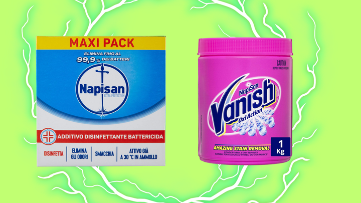 Napisan stain remover and Vanish Napisan laundry detergent.