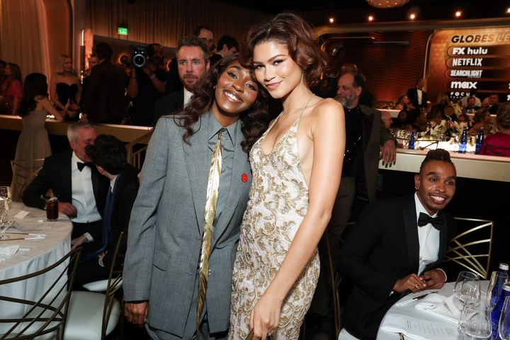 Ayo Edebiri (left) and Zendaya at the Golden Globes.