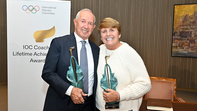 Diving coach Jane Figueiredo (Zimbabwe/Portugal) and pole vault coach Vitaliy Petrov (Ukraine)