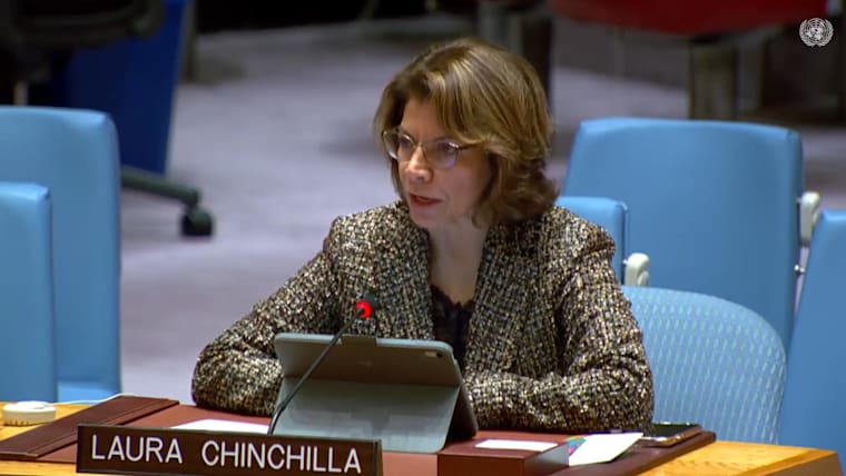 Laura Chinchilla, International Olympic Committee (IOC) Member and former President of Costa Rica, at the “Leadership for Peace” high-level open debate of the United Nations (UN) Security Council in New York, USA