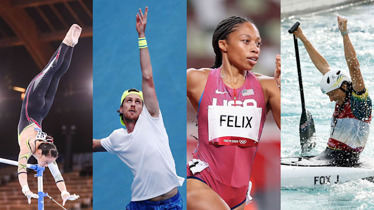 Kim Bui (Germany), Marcus Daniell (New Zealand), Allyson Felix (USA) and Jessica Fox (Australia)