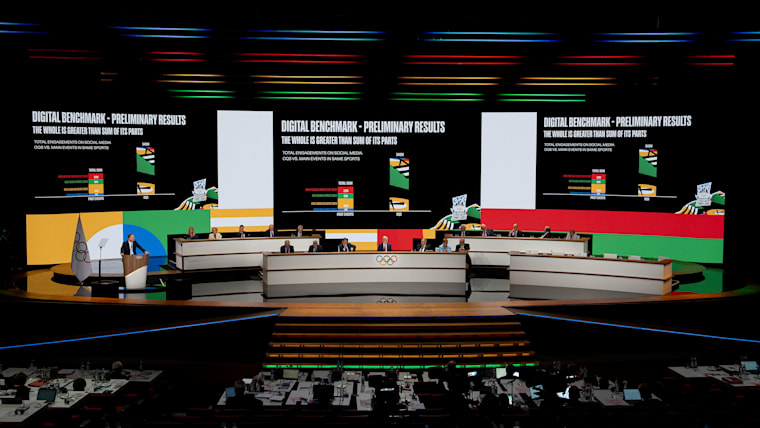 142nd IOC Session Digital engagement and marketing communications report by Leandro Larrosa  Palais des Congrès, Grand Amphithéâtre