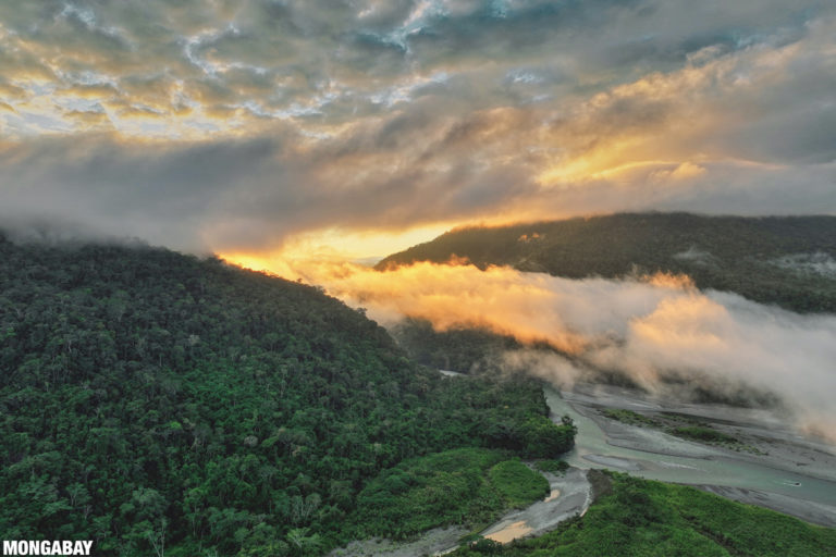 Sunrise over the Pinipini river in the Amazon.