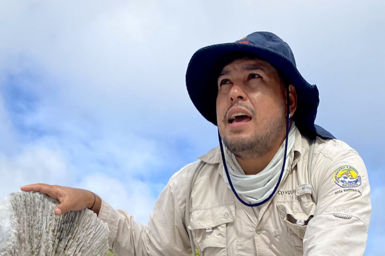 Marco Andres Vizcaino Garcia is a top naturalist guide in the Galápagos National Park and its adjacent marine reserve. Image by Erik Hoffner for Mongabay.