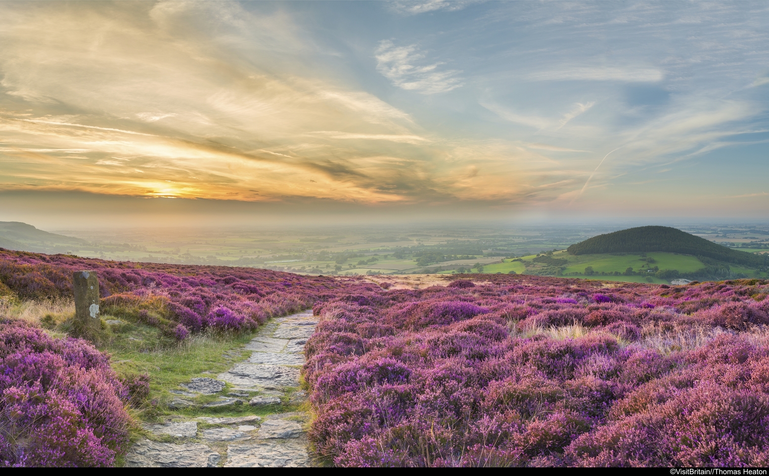 Cleveland Way at sunset offers beautiful views for walkers