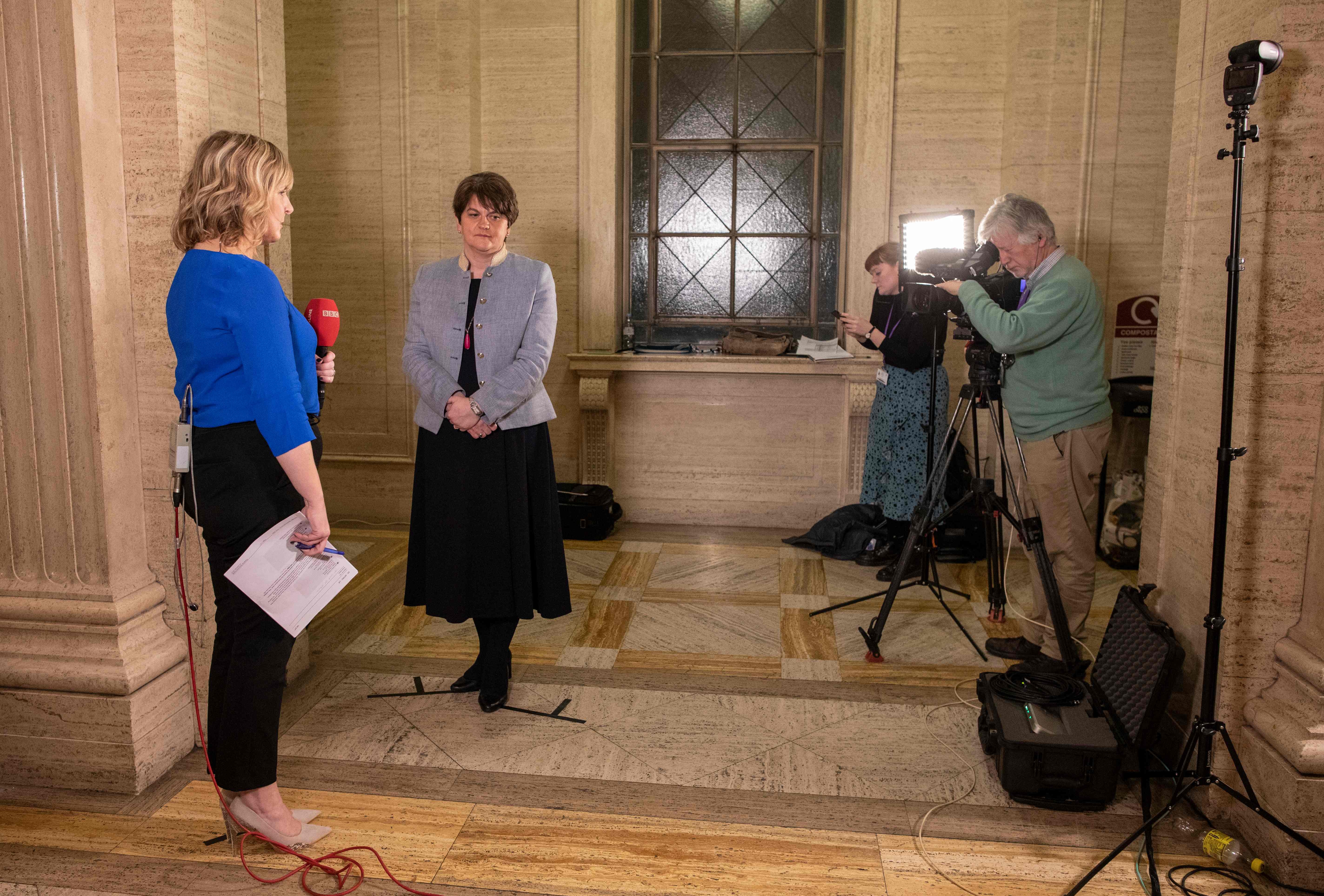 DUP leader Arlene Foster (centre left) after giving her party's backing to the deal (Photo: Paul Faith/AFP/Getty Images)