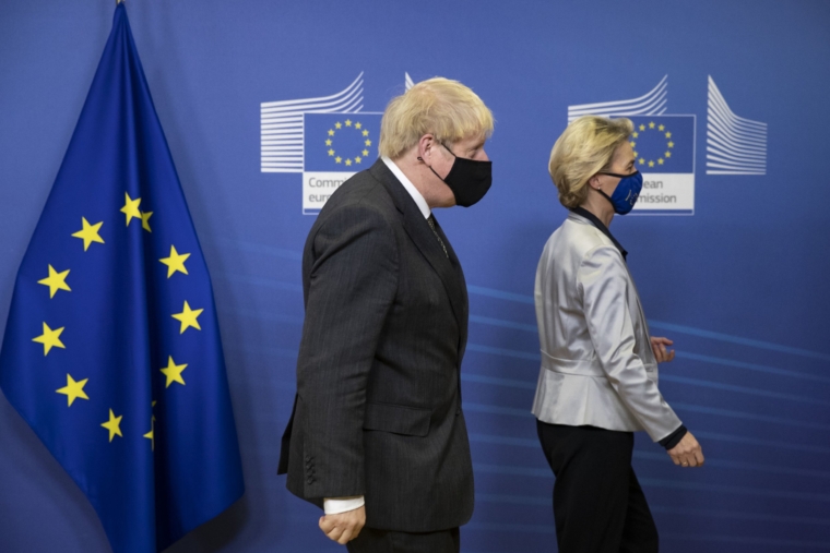 Prime Minister Boris Johnson in Brussels, Belgium, for a dinner with European Commission president Ursula von der Leyen where they will try to reach a breakthrough on a post-Brexit trade deal. PA Photo. Picture date: Wednesday December 9, 2020. The Prime Minister and the EU chief are continuing their talks in person after the UK Government dropped controversial plans that would have allowed ministers to break international law. See PA story POLITICS Brexit. Photo credit should read: Aaron Chown/PA Wire