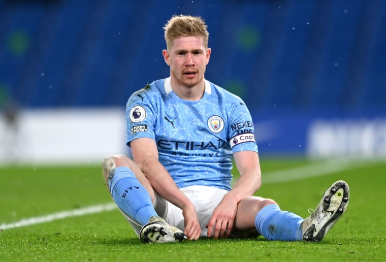 File photo dated 03-01-2021 of Manchester City's Kevin De Bruyne during the Premier League match at Stamford Bridge, London. Issue date: Friday January 22, 2021. PA Photo. Kevin De Bruyne is facing up to six weeks on the sidelines, meaning the Manchester City talisman will miss crunch Premier League fixtures against Liverpool and Tottenham next month. See PA story SOCCER Man City. Photo credit should read Shaun Botterill/PA Wire.