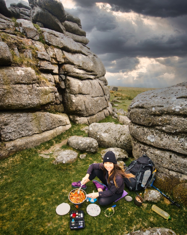 Beca cooking lunch at Roos Tor  (Photo: Peter Elia)