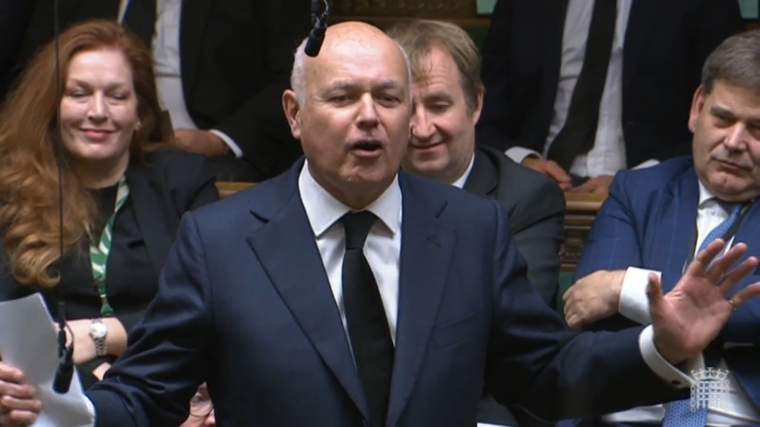 Conservative Party MP Iain Duncan Smith speaks in the chamber of the House of Commons, Westminster, as MPs gather to pay tribute to Conservative MP Sir David Amess, who died on Friday after he was stabbed several times during a constituency surgery in Leigh-on-Sea, Essex. PA Photo. Picture date: Monday October 18, 2021. See PA story POLICE MP. Photo credit should read: PA Wire