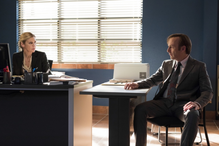 Bob Odenkirk as Jimmy McGill, Rhea Seehorn as Kim Wexler- Better Call Saul _ Season 3, Episode 1 - Photo Credit: Michele K. Short/AMC/Sony Pictures Television Better Call Saul TV Still Netflix