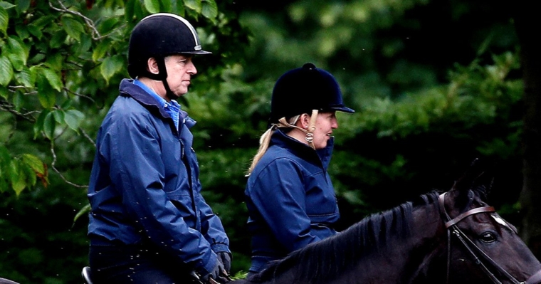 Britain's Prince Andrew rides a horse on the Royal Estate, in Windsor, Britain, June 1, 2022. REUTERS/Peter Nicholls