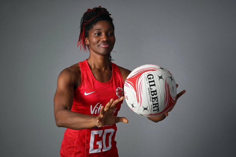 LOUGHBOROUGH, ENGLAND - NOVEMBER 21: Vitality Roses player Ama Agbeze of England poses for a photo at Loughborough Netball Centre on November 21, 2018 in Loughborough, England. (Photo by Bryn Lennon/Getty Images for England Netball)