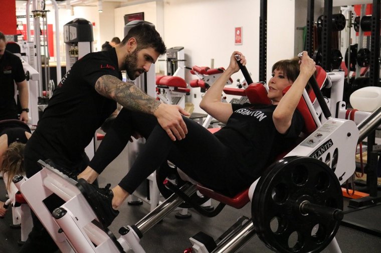 Sybil Kretzmer working out in the gym (Credit Ultimate Performance)