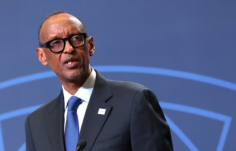 WASHINGTON, DC - DECEMBER 13: President of Rwanda Paul Kagame delivers remarks during the Space Forum at the U.S. - Africa Leaders Summit on December 13, 2022 in Washington, DC. Leaders met to discuss the peaceful development of Space. The Summit brings together heads of state, government officials, business leaders, and civil society to strengthen ties between the U.S. and Africa. (Photo by Kevin Dietsch/Getty Images)