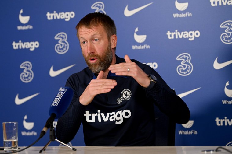 COBHAM, ENGLAND - FEBRUARY 17: Graham Potter of Chelsea speaks during a press conference at Chelsea Training Ground on February 17, 2023 in Cobham, England. (Photo by Darren Walsh/Chelsea FC via Getty Images)