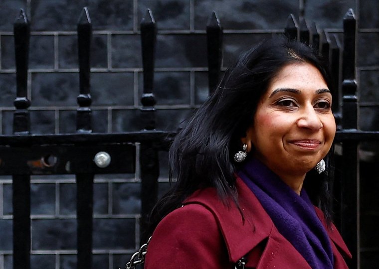 British Home Secretary Suella Braverman walks on Downing Street in London, Britain, March 7, 2023. REUTERS/Peter Nicholls