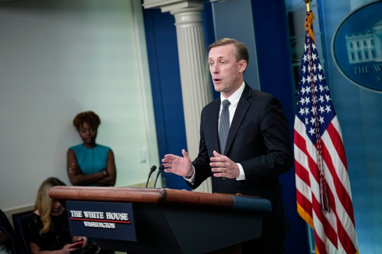 WASHINGTON, DC - JULY 7: White House National Security Advisor Jake Sullivan speaks during the daily press briefing at the White House July 7, 2023 in Washington, DC. Sullivan discussed the U.S. decision to send cluster munitions to Ukraine. (Photo by Drew Angerer/Getty Images)