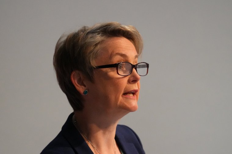 LONDON, ENGLAND - JULY 17: Britain's opposition Labour Party Shadow Home Secretary, Yvette Cooper, delivers a speech outlining her Party's "vision for security in a changing world", on July 17, 2023 in London, England. The shadow home secretary gave a speech outlining her party's vision for security in a changing world, and how a Labour government would respond to state threats and rapid technological change. (Photo by Carl Court/Getty Images)