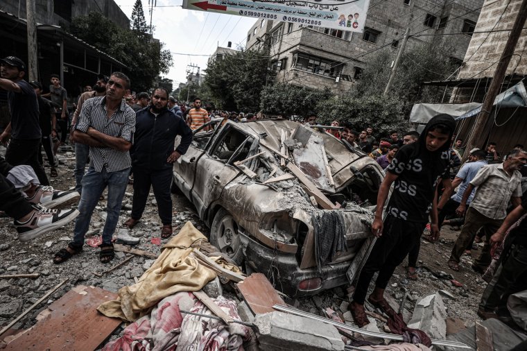 DEIR AL BALAH, GAZA - NOVEMBER 14: A view of the damage after Israeli army's airstrikes as Israel's strikes continue on its 39th day in Deir al Balah, Gaza on November 14, 2023. (Photo by Ali Jadallah/Anadolu via Getty Images)