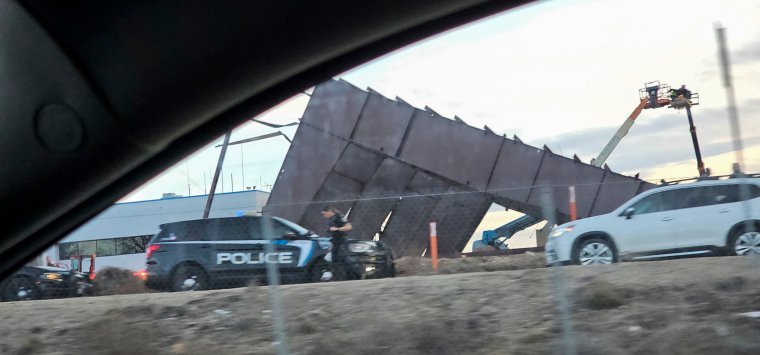 Authorities respond to the scene of a reported building collapse near the Boise Airport on Wednesday, Jan. 31, 2024, in Boise, Idaho. (Terra Furman via AP)