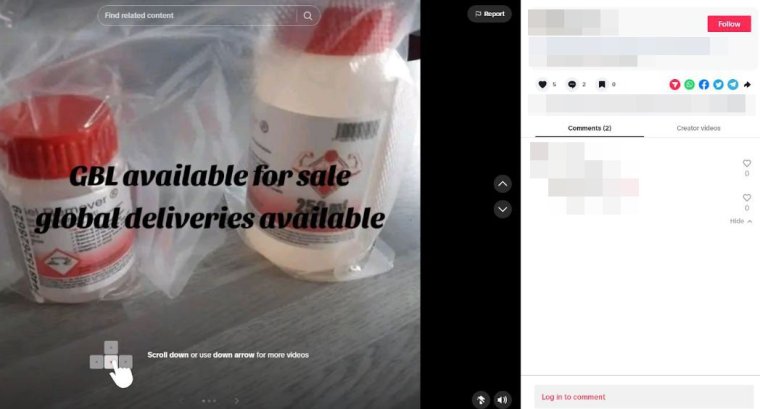 GBL advertised for sale on TikTok