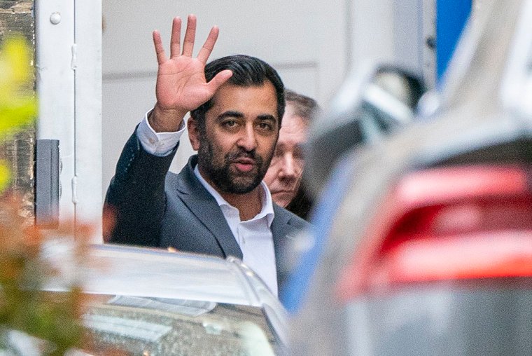 First Minister Humza Yousaf leaving Bute House, the official residence of First Minister, after he announced that he will resign as SNP leader and Scotland's First Minister, avoiding having to face a no confidence vote in his leadership. Mr Yousaf's premiership has been hanging by a thread since he ended the Bute House Agreement with the Scottish Greens last week. Picture date: Monday April 29, 2024. PA Photo. See PA story POLITICS Yousaf. Photo credit should read: Jane Barlow/PA Wire