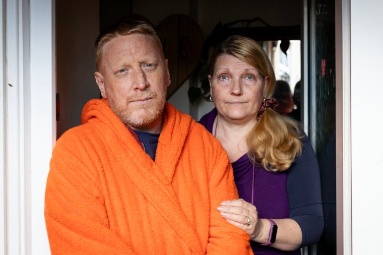 Brixham locals Kris and Lisa Horswill have had symptoms of Cryptosporidium for eight days (Photo:Abbie Trayler-Smith)