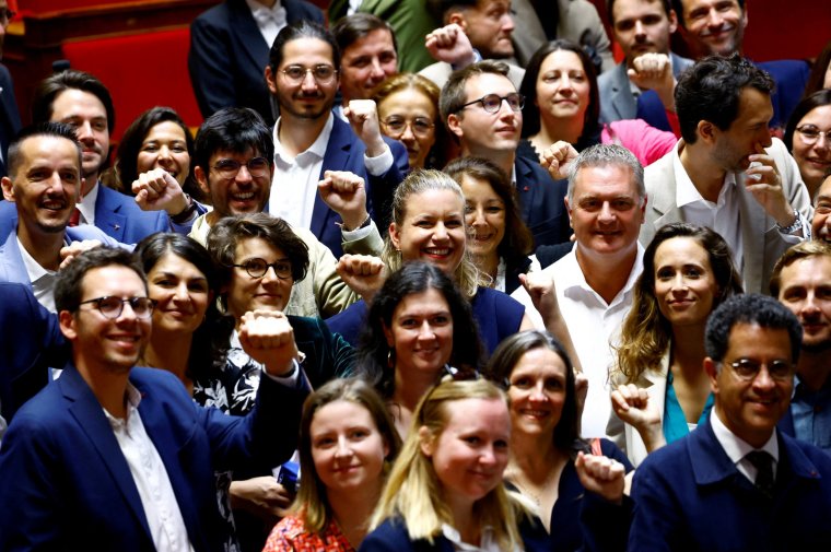 Member of Parliament Mathilde Panot, of the French far-left opposition party La France Insoumise (France Unbowed - LFI) and the alliance of left-wing parties, called the "Nouveau Front Populaire" (New Popular Front - NFP), visits the hemicycle with newly-elected LFI lawmakers at the National Assembly in Paris after the second round of the early French parliamentary elections, France, July 9, 2024. REUTERS/Sarah Meyssonnier TPX IMAGES OF THE DAY