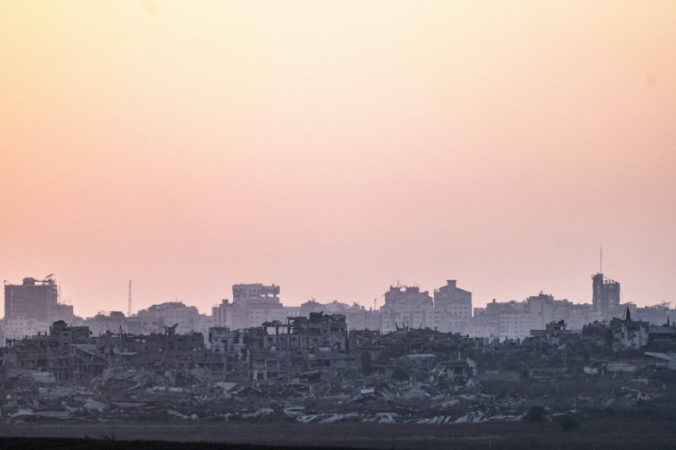 KFAR AZA, ISRAEL - JULY 17: A view of the ruined settlement in Gaza, after Israeli attacks, seen from Kfar Aza, Israel on July 17, 2024. (Photo by Mostafa Alkharouf/Anadolu via Getty Images)