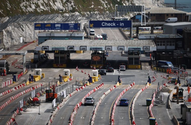 Travellers arrive at the Port of Dover ferry terminal on the south-east coast of England on July 31, 2024. The UK government said on July 29, that it was not ready for new European Union border checks as it announced new measures aimed at avoiding major disruption at ports. The introduction of an automated entry and exit system (EES), expected in coming months, has raised fears of delays for people travelling to Europe on trains and ferries. (Photo by HENRY NICHOLLS / AFP) (Photo by HENRY NICHOLLS/AFP via Getty Images)