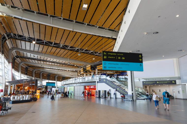 Faro, Portugal - September 26, 2021: Terminal of Faro airport (FAO) in Portugal.