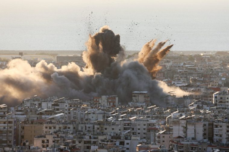 Smoke billows over Beirut's southern suburbs after an Israeli strike, amid the ongoing hostilities between Hezbollah and Israeli forces, as seen from Hadath, Lebanon October 19, 2024. REUTERS/Mohamed Azakir